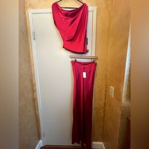 Red Satin top/skirt